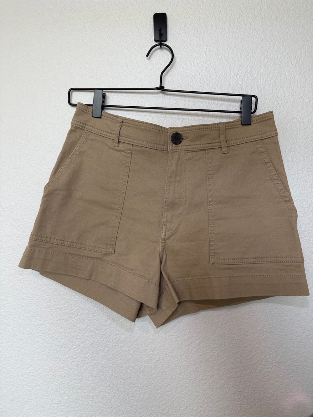 H&M Tan High-Rise Utility Shorts